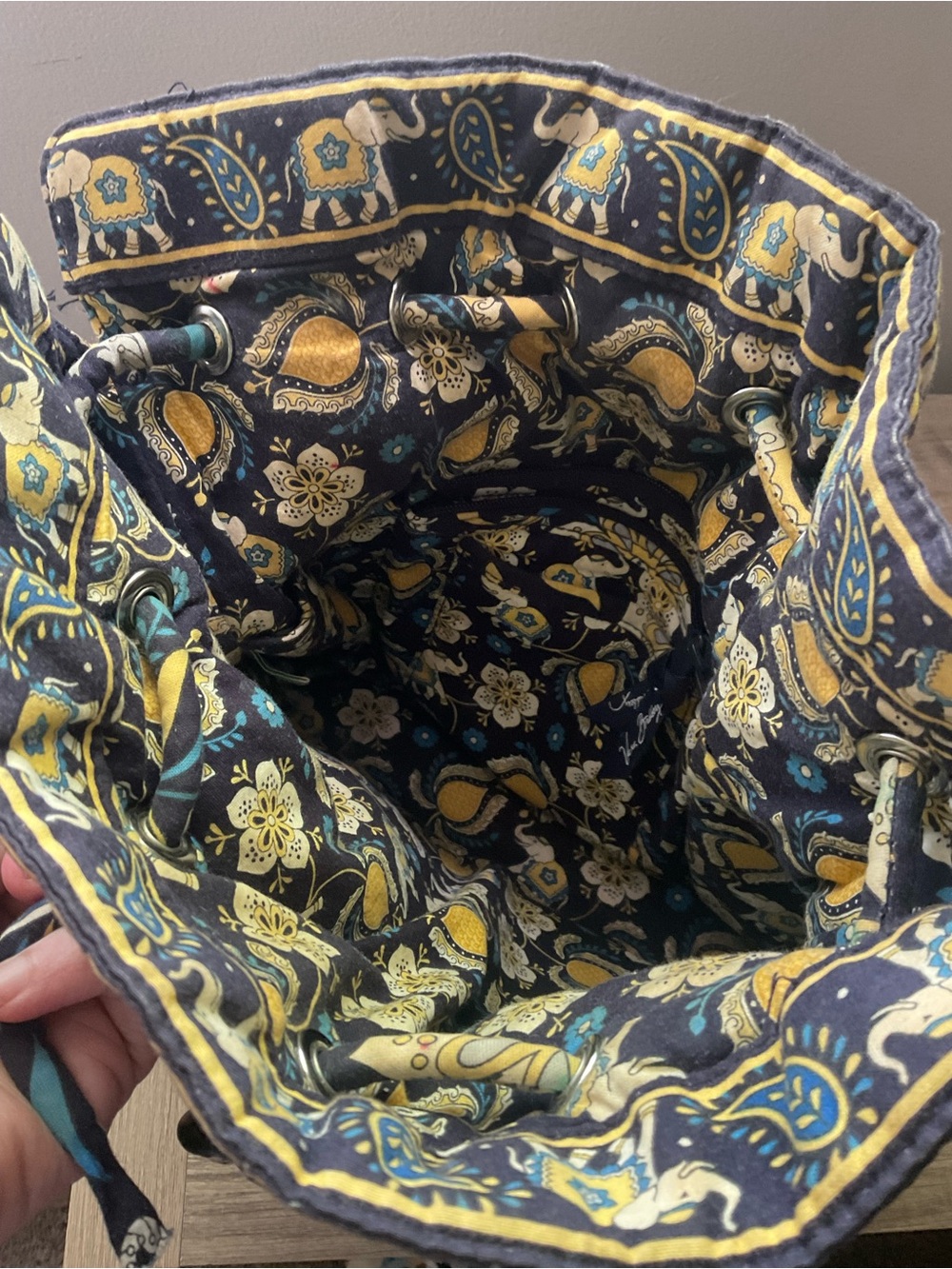 Vintage Vera Bradley "Ellie Blue" Quilted Bucket Bag - Retired Print - Picture 2 of 5